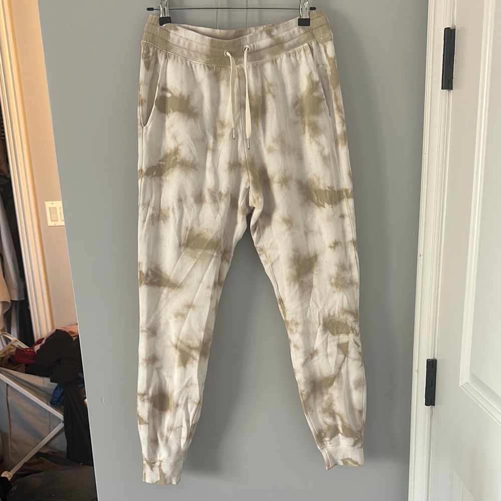 Old Navy Cream and Brown Track Pants with Elastic Waistband